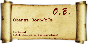 Oberst Borbás névjegykártya